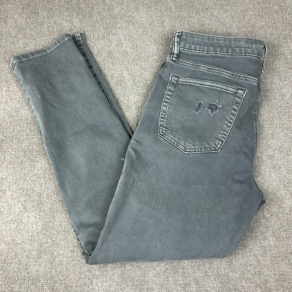 American Eagle Outfitters Airflex+ Skinny Jeans Mens 34X32 Gray Denim Distressed